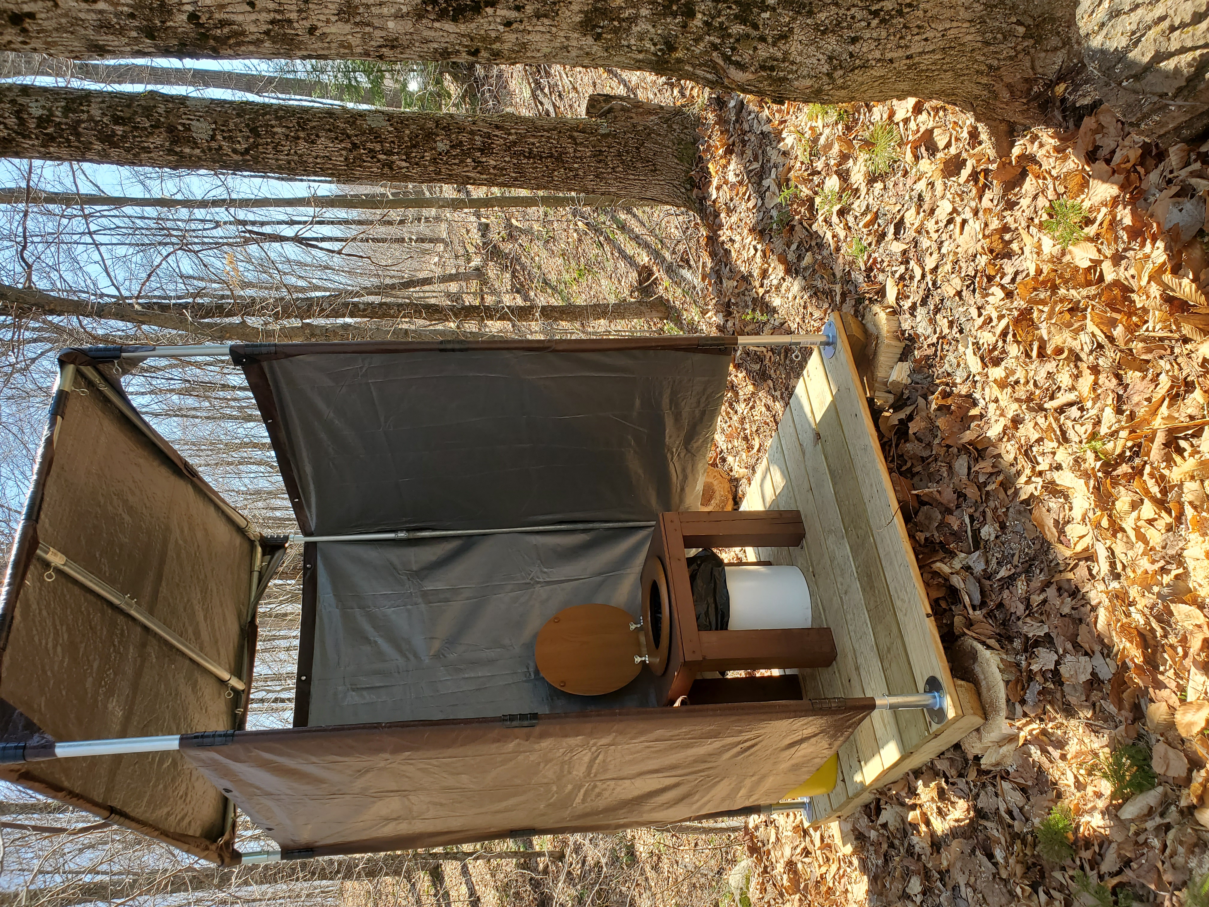 Lovable Loo composting toilet setup in the woods