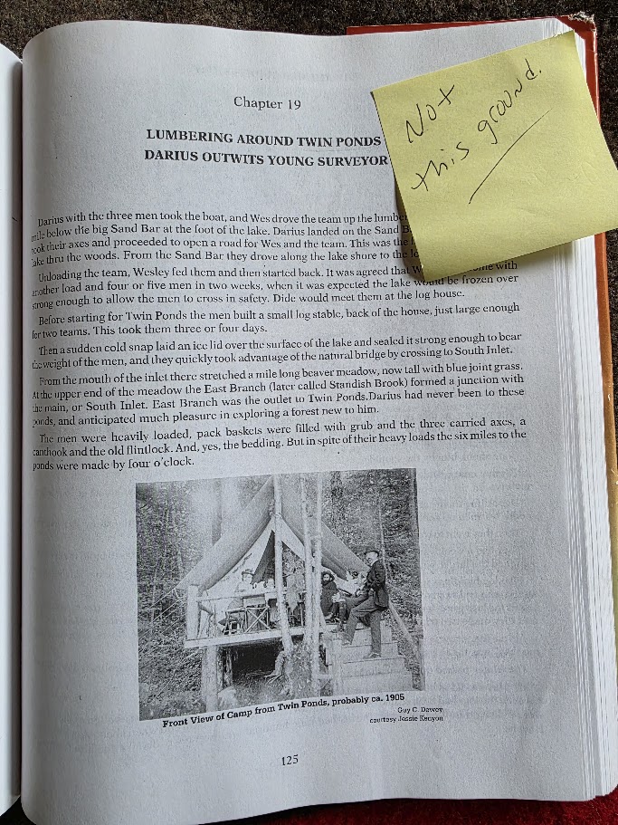 Old guidebook chapter with handwritten correction note